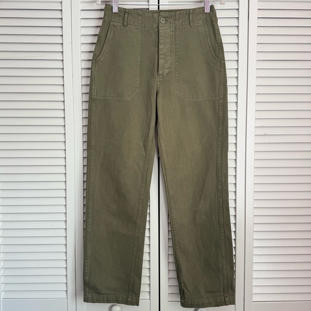 RE/DONE 50s Military Trouser Straight Leg Ankle Pants Olive Green Size 26 - Picture 3 of 10